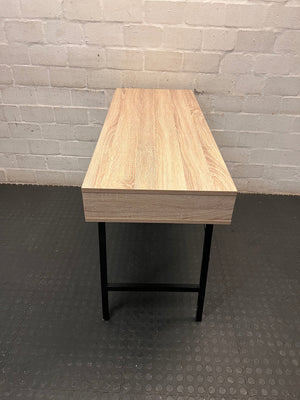 Modern Oak Finish Office Desk with Black Drawers – condition detail