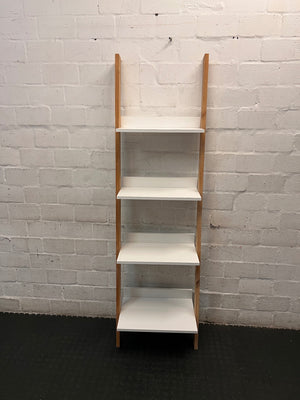 White and Wood Leaning Ladder Bookshelf – top view