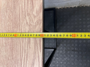 Industrial Style C-Shaped Side Table with Oak Finish Top – depth measurement
