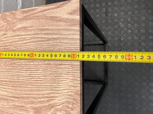 Industrial Style C-Shaped Side Table with Oak Finish Top – width measurement