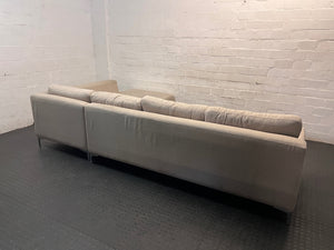 Large Grey Fabric L-Shape Sectional Couch – condition detail