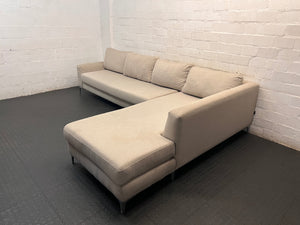Large Grey Fabric L-Shape Sectional Couch – side view