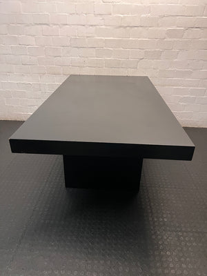 Dark Brown Minimalist Pedestal Dining Table – back view