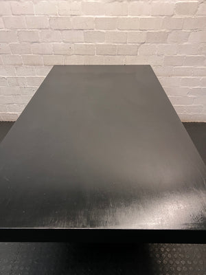 Dark Brown Minimalist Pedestal Dining Table – top view