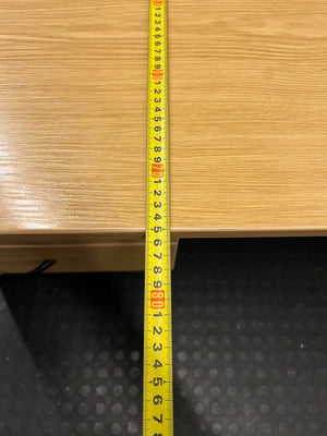 Light Wood-Look Office Desk with Two Drawers – depth measurement