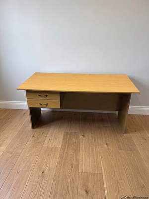 Light Wood-Look Office Desk with Two Drawers – styled product image