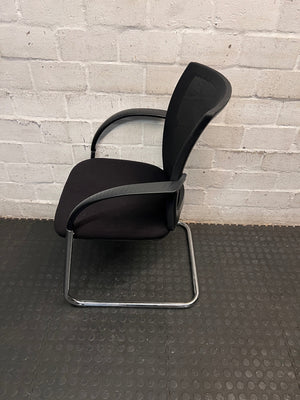 Black Mesh Office Chair with Chrome Cantilever Base – side view