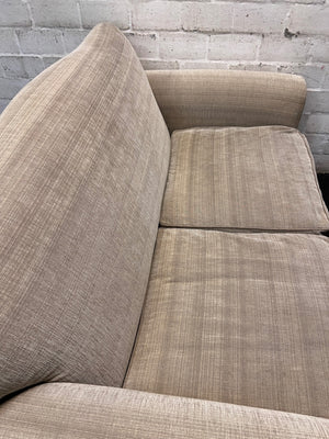 Classic Arched Back 2 Seater Couch in Brown Fabric – top view