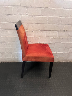 Dark Wood Dining Chair with Red Upholstery – top view