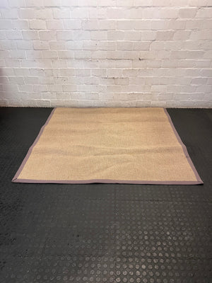 Woven Brown Square Area Rug with Fabric Border – main front view