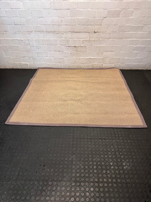 Woven Brown Square Area Rug with Fabric Border – side view