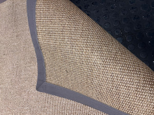 Woven Brown Square Area Rug with Fabric Border – top view