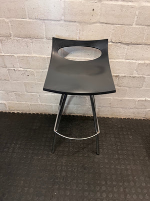 Modern Black Bar Stool with Chrome Legs – main front view 3