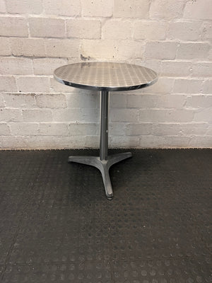 Round Silver Metallic Bistro Table with Star Base – main front view