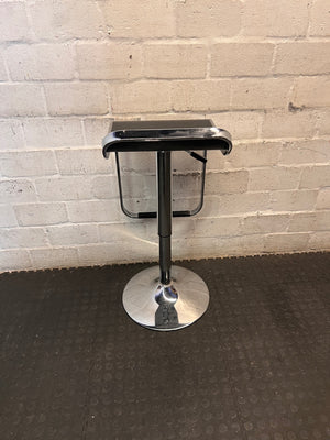 Contemporary Chrome and Black Bar Stool – back view