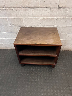 Dark Wood Finish Open Shelf Bedside Table – main front view