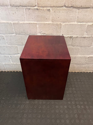 Dark Brown Wood Bedside Table with Glass Shelf – top view