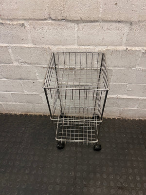 Three-Tier Silver Metal Wire Utility Trolley – side view