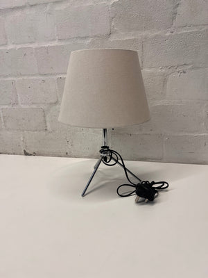 Modern Tripod Table Lamp with Cream Fabric Shade – back view