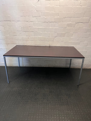Dark Brown Rectangular Dining Table with Metal Frame – condition detail