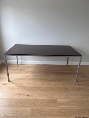 Dark Brown Rectangular Dining Table with Metal Frame – styled product image
