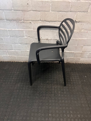 Modern Matte Black Slatted Outdoor Chair – back view