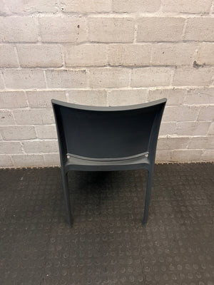 Modern Grey Molded Plastic Dining Chair – back view