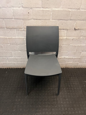 Modern Grey Molded Plastic Dining Chair – main front view
