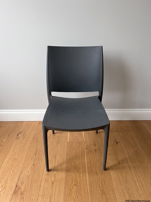 Modern Grey Molded Plastic Dining Chair – styled product image