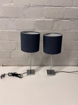 Modern Chrome Table Lamp with Black Drum Shade – condition detail