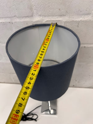 Modern Chrome Table Lamp with Black Drum Shade – width measurement