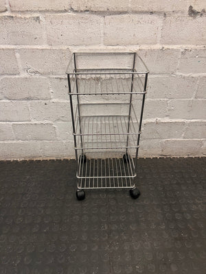 Three-Tier Metal Utility Trolley on Wheels – side view