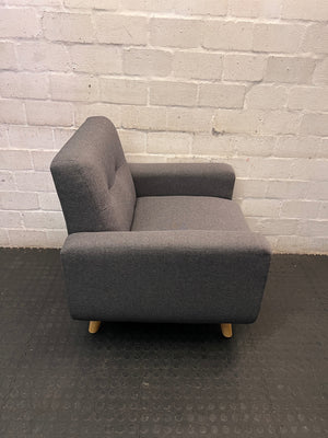 Upholstered Dark Grey Armchair with Beech Wood Legs – back view
