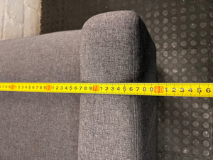 Upholstered Dark Grey Armchair with Beech Wood Legs – width measurement