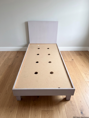 Minimalist Light Brown Single Bed Frame – styled product image