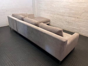 Grey L-Shape Corner Couch with Metallic Legs – back view