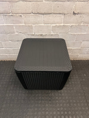 Square Wicker-Style Synthetic Outdoor Table – side view