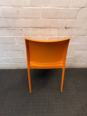 Modern Vibrant Orange Moulded Plastic Chair – back view