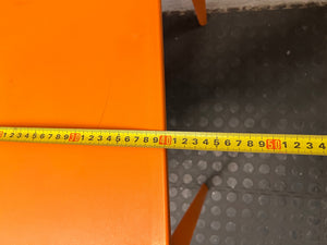 Modern Vibrant Orange Moulded Plastic Chair – depth measurement