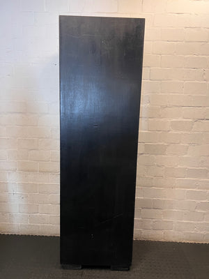Tall Wooden Display Unit with Glass Shelves – condition detail