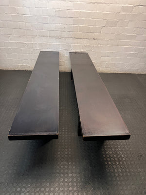 Large Dark Wood Minimalist Bench – back view