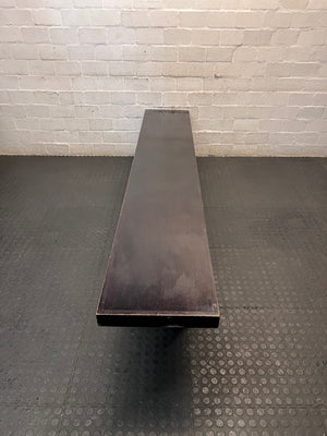 Large Dark Wood Minimalist Bench – side view