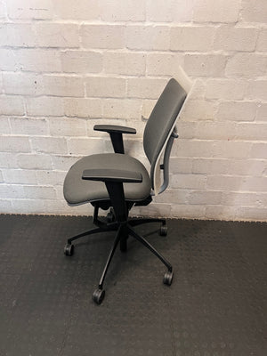 Grey and White Mid-Back Office Chair – side view