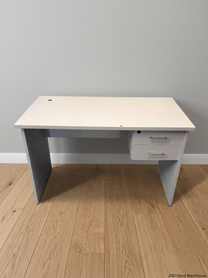 White Office Desk with Two Drawers – styled product image