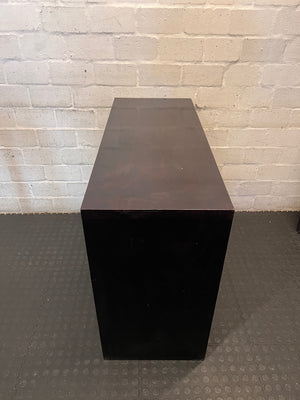 Dark Brown Minimalist Console Table with Open Shelf – back view