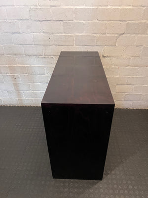 Dark Brown Minimalist Console Table with Open Shelf – side view