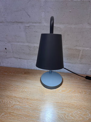 Modern Matte Grey Table Lamp with Handle – main front view