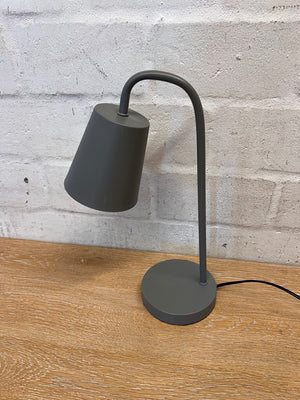 Modern Matte Grey Table Lamp with Handle – side view
