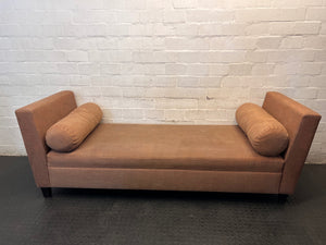 Terracotta Upholstered Day Bed with Bolster Cushions – condition detail
