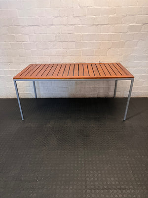 Wooden Slatted Table with Metal Frame – top view